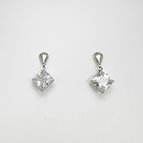 Brinco Aço Inox Base Gota Zirconia Carre 10mm