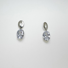 Brinco Aço Inox Base "O" Zirconia Oval