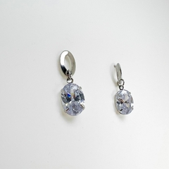 Brinco Aço Inox Base "O" Zirconia Oval - Sanferlam