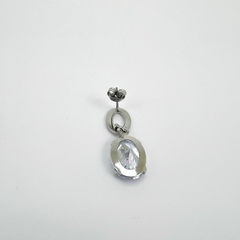 Brinco Aço Inox Base "O" Zirconia Oval na internet
