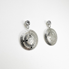 Brinco Aço Inox Base Zirconia Mandala Escudo - Sanferlam