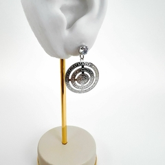 Brinco Aço Inox Base Zirconia Mandala Escudo - comprar online