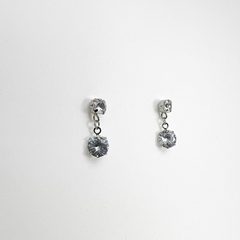 Brinco Aço Inox Zirconia Base Zirconia Pendurada