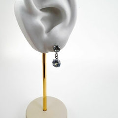 Imagem do Brinco Aço Inox Zirconia Base Zirconia Pendurada