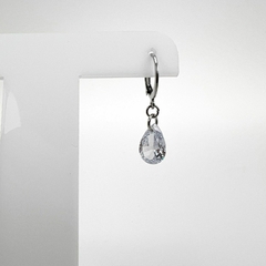 Brinco Aço Inox Argola Articulada Zirconia Gota