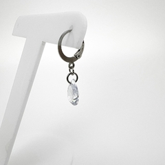Brinco Aço Inox Argola Articulada Zirconia Gota - comprar online
