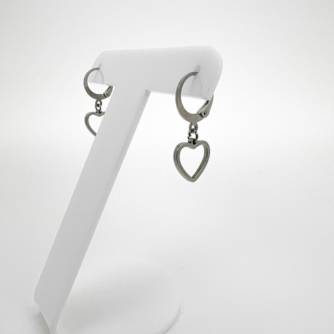 Brinco Aço Inox Argola Articulada Coração Laser