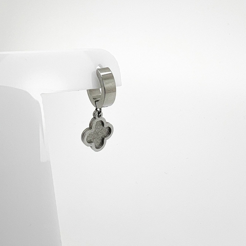 Brinco Aço Inox Argola Articulada Trevo Van Cleef Diamantado - comprar online