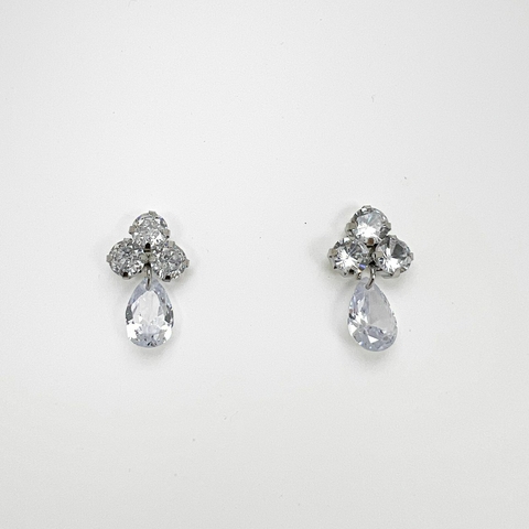 Brinco Aço Inox Base Zirconias Com Zirconia Gota