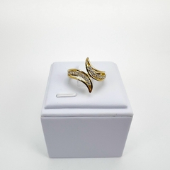 Anel F18k Duas Pontas Curvas Com Zirconia