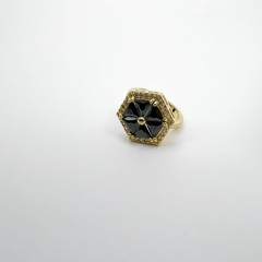Anel F18k Pizza Hexagonal Zirconia - loja online