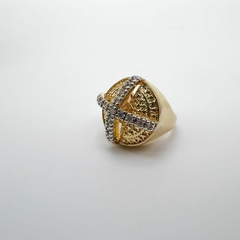 Anel F18k Coroa Cravejado Zirconia