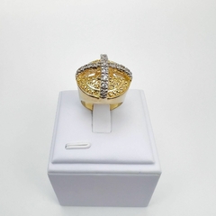 Anel F18k Coroa Cravejado Zirconia - comprar online