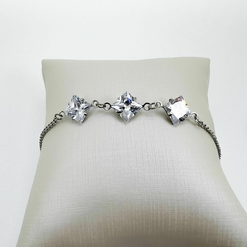 Pulseira Aço Inox 3 Zirconias Carre