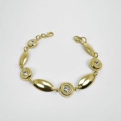 Pulseira F18k Chapa Canoa Com Swarovski - Sanferlam