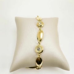 Pulseira F18k Chapa Canoa Com Swarovski - comprar online