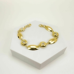 Pulseira F18k Chapa Canoa Com Swarovski