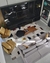 Tapete Optik | Fundo Off-White, detalhes em Taupe, Bege Gold, Vinho, Azul Marinho, Ouro e Preto na internet