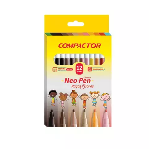 Canetinha Hidrocor 12 cores tons de pele Compactor