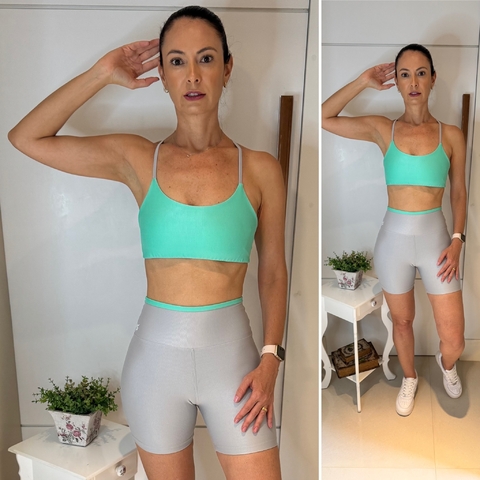 Conjunto Short Alice - Cinza Light | Verde Água