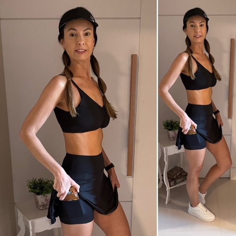 Conjunto Short Saia Fitness - Preto