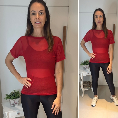 Camiseta em Tule - Cherry