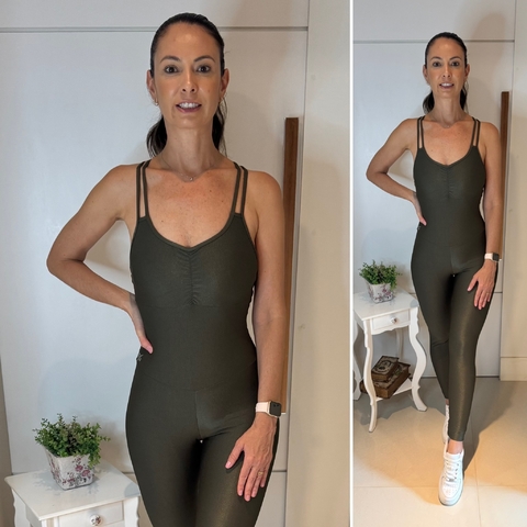 Macacão Canelado Fitness - Verde Croco