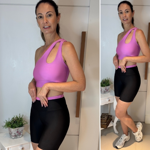 Conjunto Short Julia - Suplex Power - Preto | Rosa - comprar online