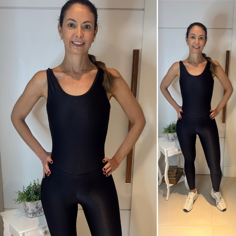 Macacão Canelado Fitness - Preto