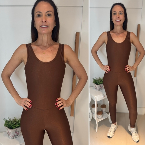 Macacão Canelado Fitness - Chocolate