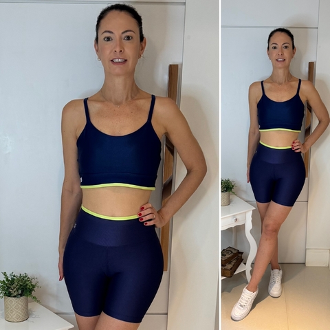 Conjunto Short Basic - Azul Marinho | Verde Neon
