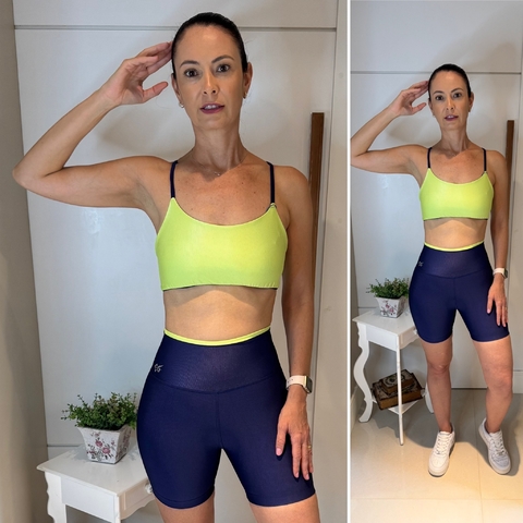Conjunto Short Alice - Azul Marinho | Verde Neon