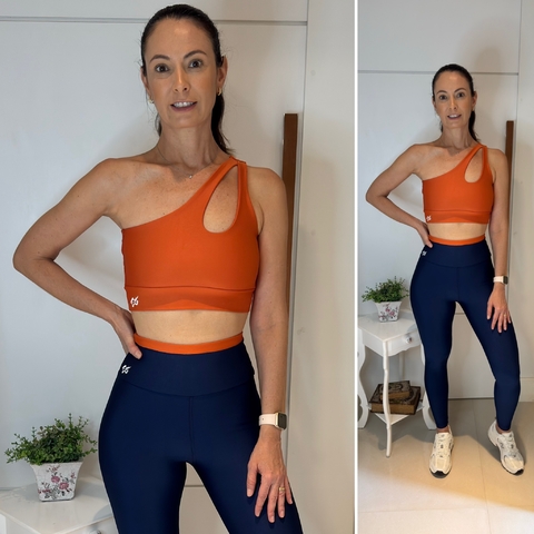 Conjunto Legging Julia - Suplex Power - Azul Marinho | Laranja