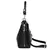 Bolsa hobo preta feminina com base estruturada e formato levemente arredondado, mostrada em ângulo lateral com alça longa ajustável para uso transversal.