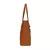 Lateral da bolsa shopper marrom mostrando profundidade e costura reforçada.