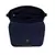 Interior da bolsa tote azul escuro com forro acetinado claro e divisórias práticas, incluindo bolso com zíper central, ideal para organização de itens pessoais do dia a dia.
