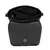 Interior da bolsa tote preta com forro acetinado claro e divisórias práticas, incluindo bolso com zíper central, ideal para organização de itens pessoais do dia a dia.