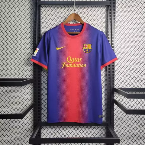 Camiseta Retro Barcelona I 12/13 Azul y Roja - Nike - Masculina Aficionado