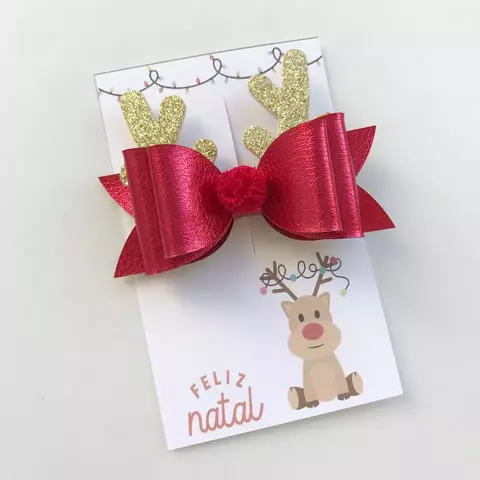 Laço Rena vermelho com dourado - comprar online