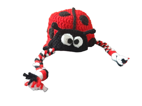 Gorro con forma de mariquita, de lana, tejido al crochet, niños invierno (0 a 3 meses) - comprar online