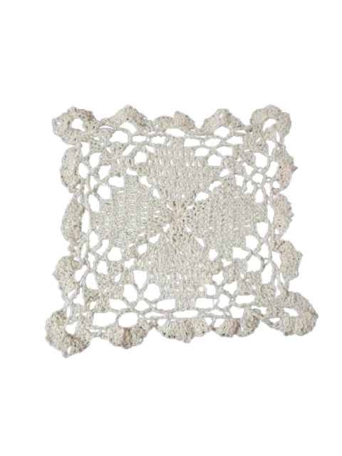 Carpeta De Hilo Tejida Al Crochet Cuadrada Artesanal 18 X 18