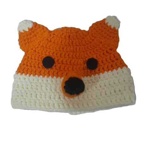 Gorro con forma de zorro, de lana, tejido al crochet, niños invierno (6 a 9 meses) - comprar online
