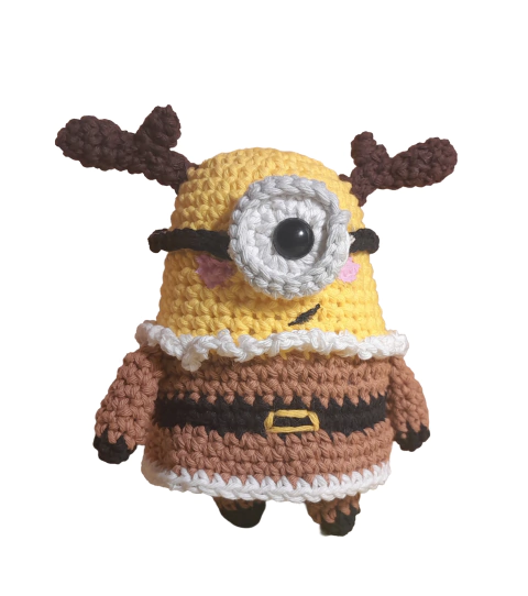 Navidad Minion Stuart De Hilo Tejido Al Crochet Artesanal Amigurumi - comprar online