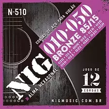 ENCORDOAMENTO NIG VIOLÃO AÇO BRONZE 010 12 CORDAS N510