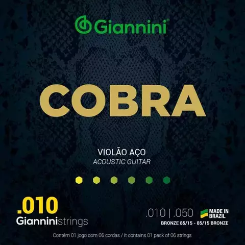 ENCORDOAMENTO GIANNINI VIOLÃO BRONZE COBRA 85/15 0.010"