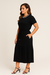 VESTIDO MALHA PRETA C/DECOTE EM RETILINEA - comprar online