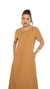 VESTIDO CARAMELO LISO C/BOLSOS NA FRENTE