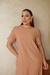 VESTIDO BEGE LISO MIDI COM RECORTES EM "V" - Canoni Oficial