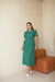 VESTIDO VERDE LISO C/RECORTE E FIVELAS NA CINTURA - comprar online