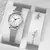 Imagem do 2 pçs moda árabe dial feminino relógio de quartzo banda de malha de aço relógios abertura manguito pulseira conjunto (sem caixa)